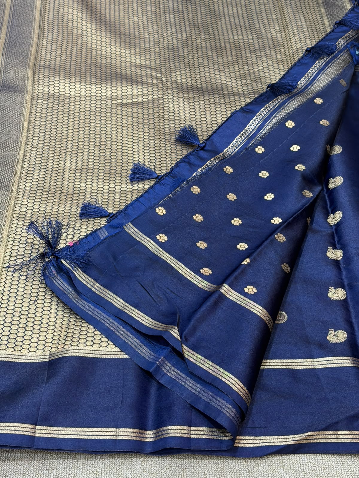 SOFT SILK NAVY BLUE SAREE GAP BORDER