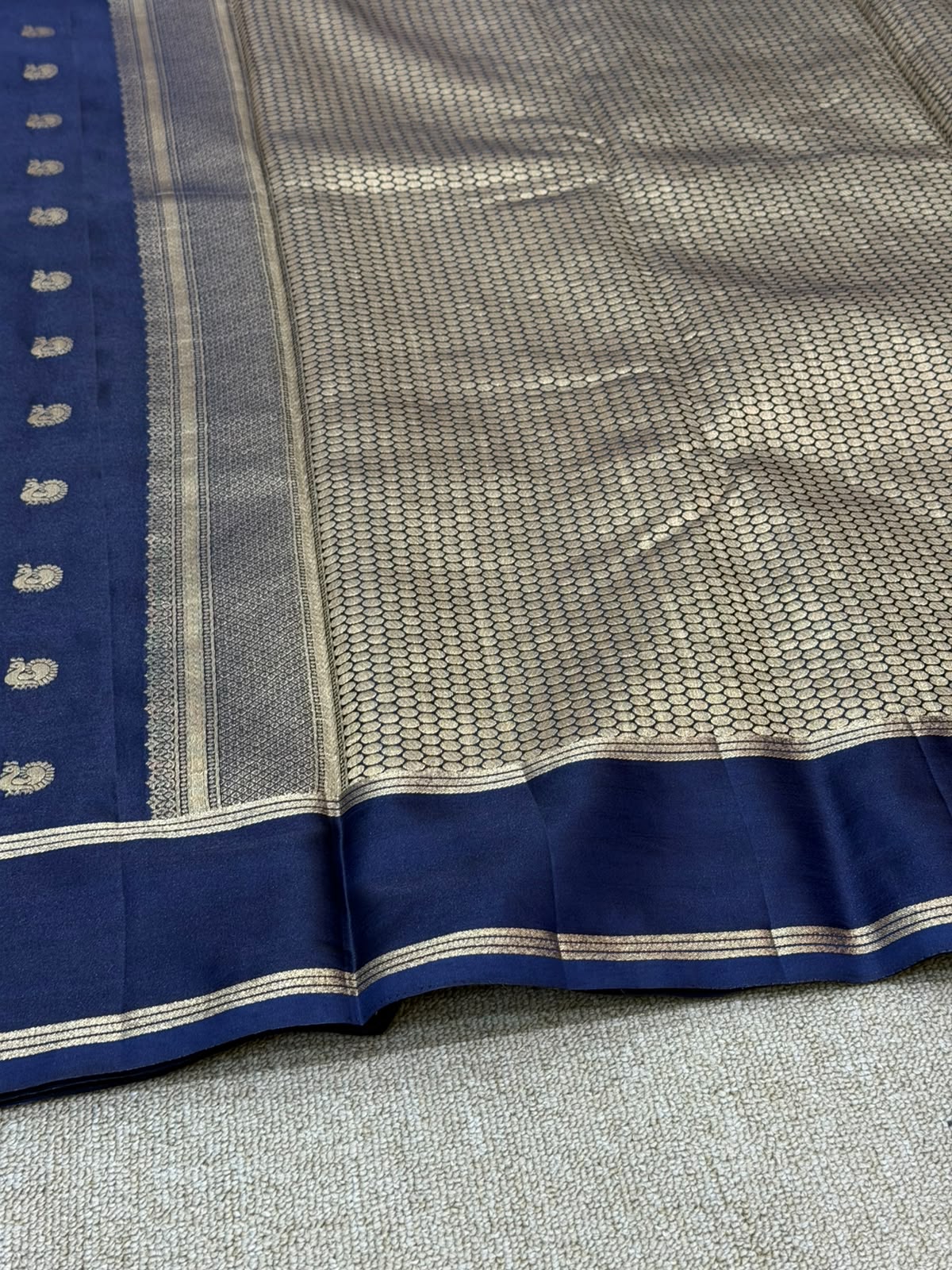 SOFT SILK NAVY BLUE SAREE GAP BORDER