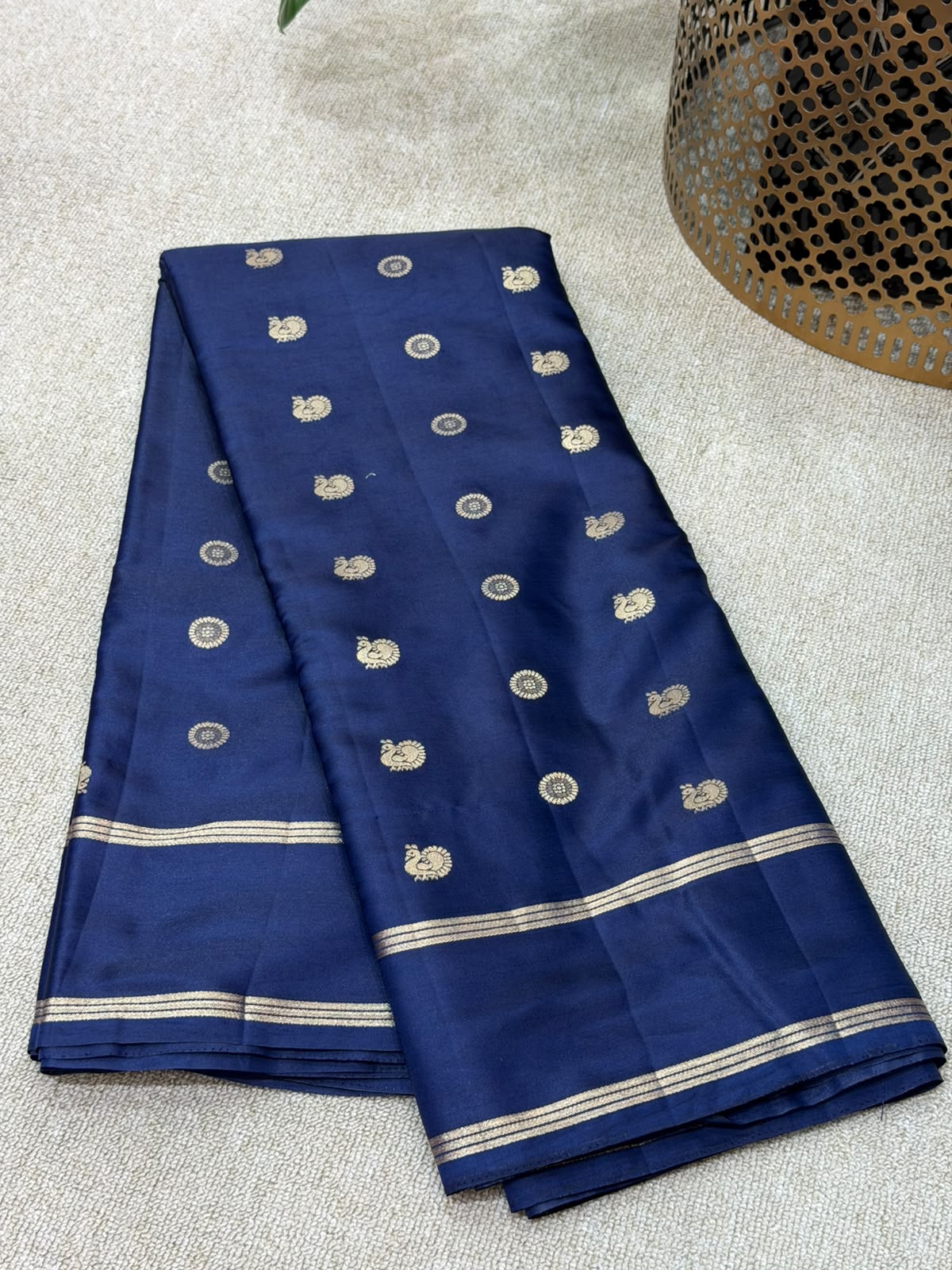 SOFT SILK NAVY BLUE SAREE GAP BORDER