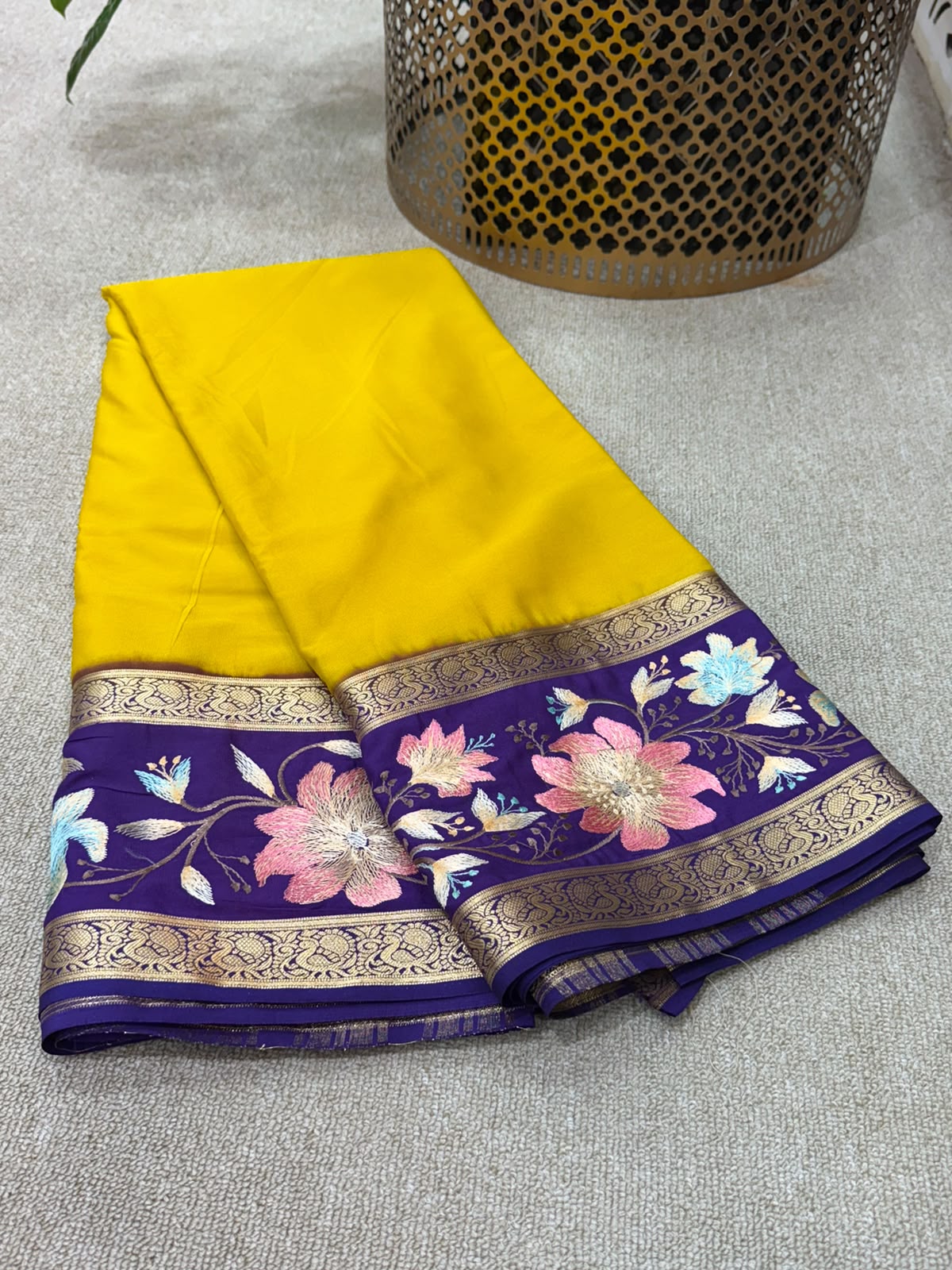 YELLOW FANCY MYSORE SILK