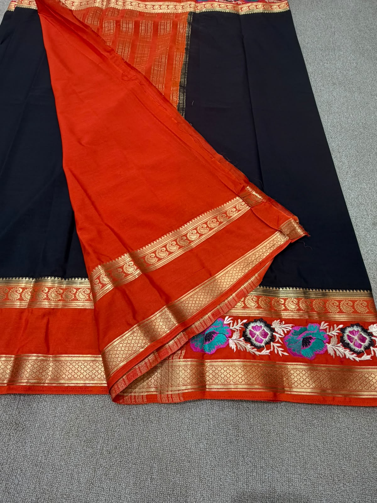 BLACK RED FANCY MYSORE SILK
