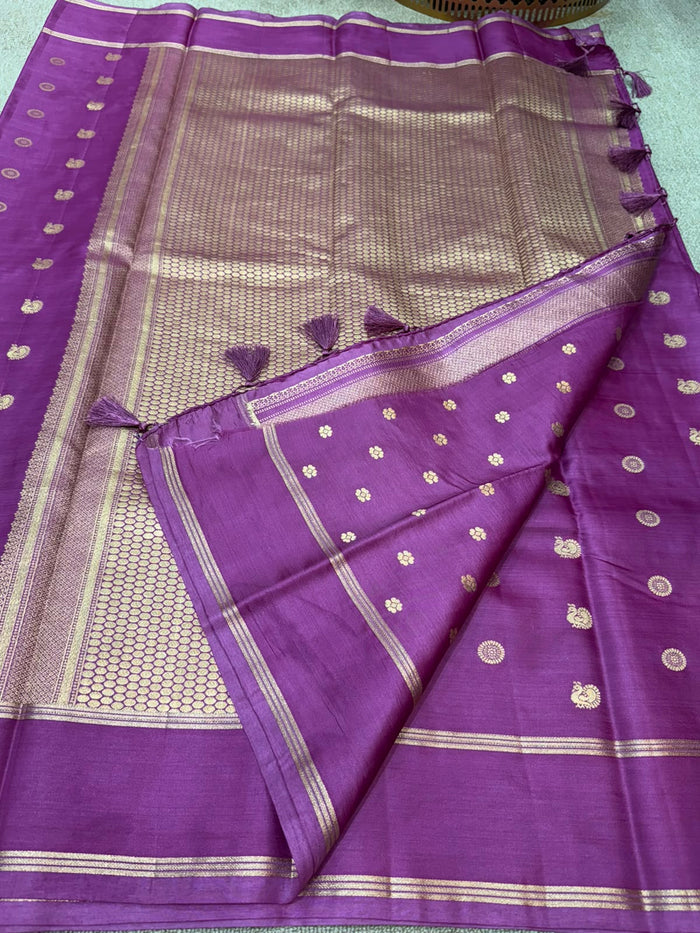 SOFT SILK PURPLE SAREE GAP BORDER