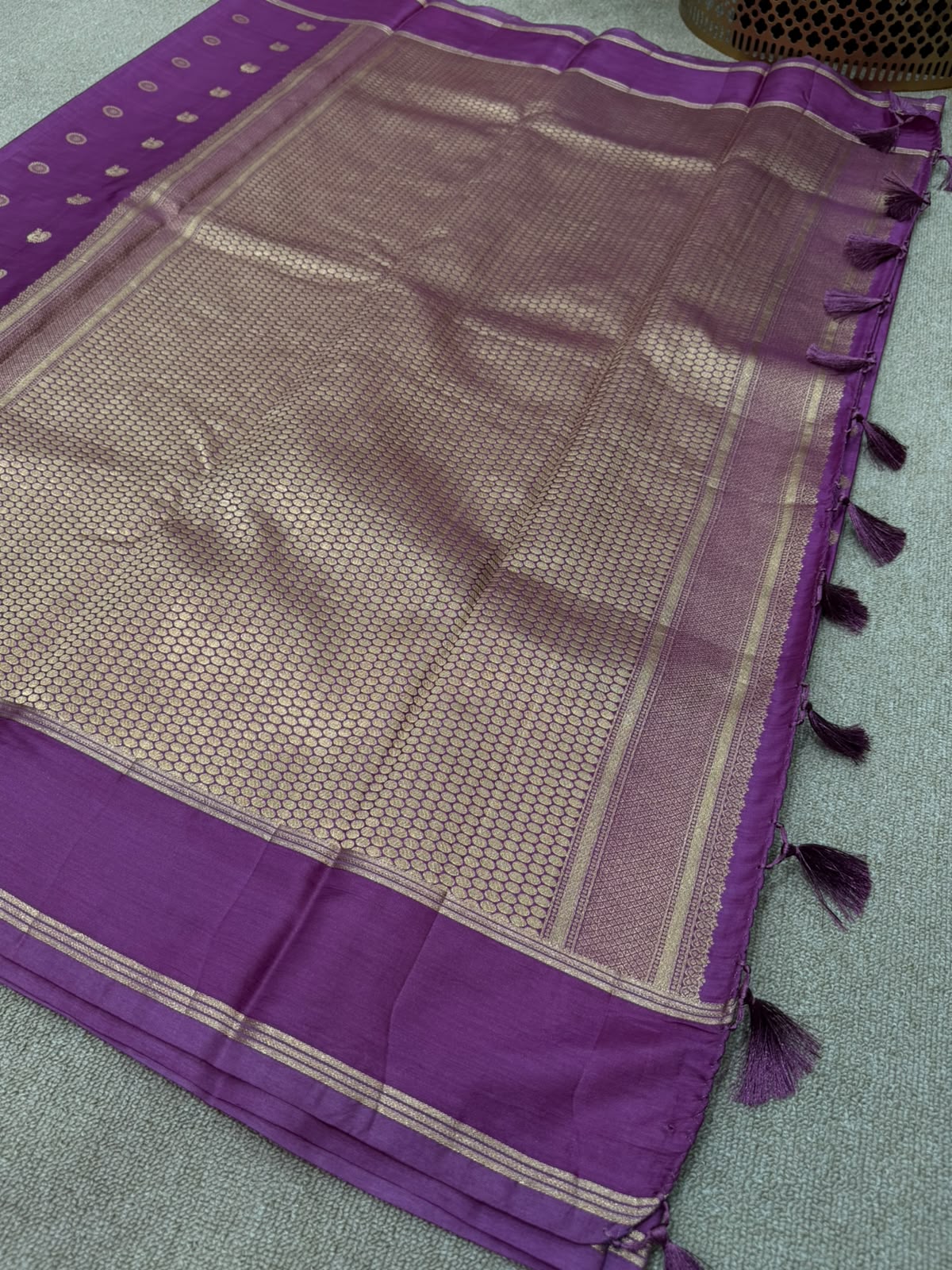 SOFT SILK PURPLE SAREE GAP BORDER