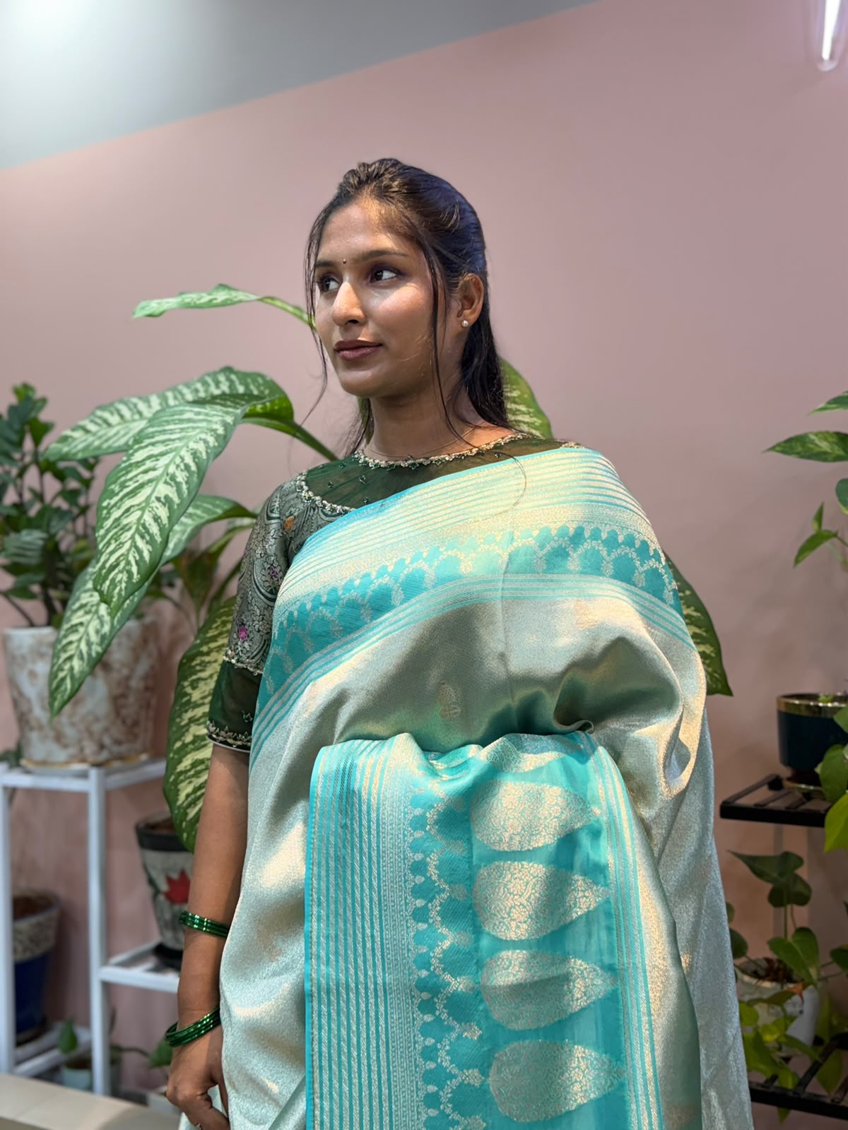 BLUE TISSUE FANCY SAREE