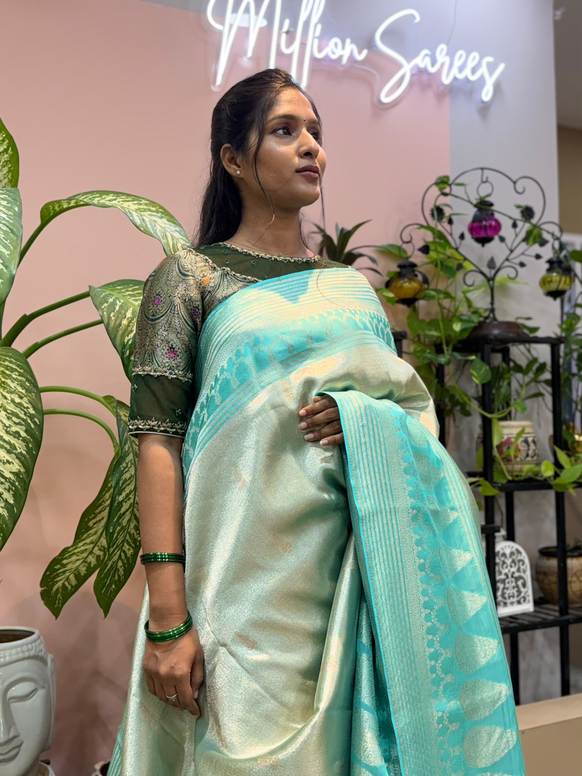 BLUE TISSUE FANCY SAREE