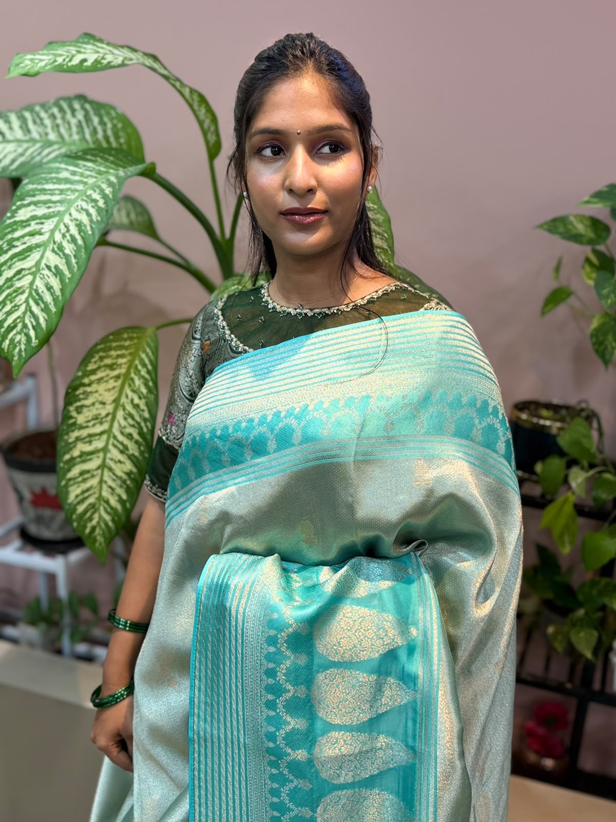 BLUE TISSUE FANCY SAREE