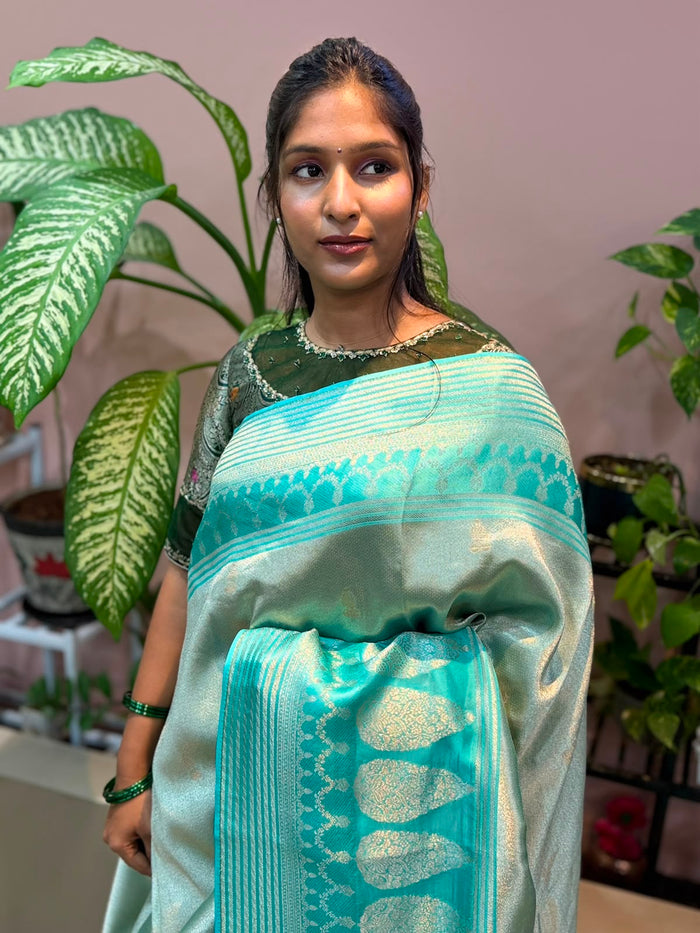 BLUE TISSUE FANCY SAREE
