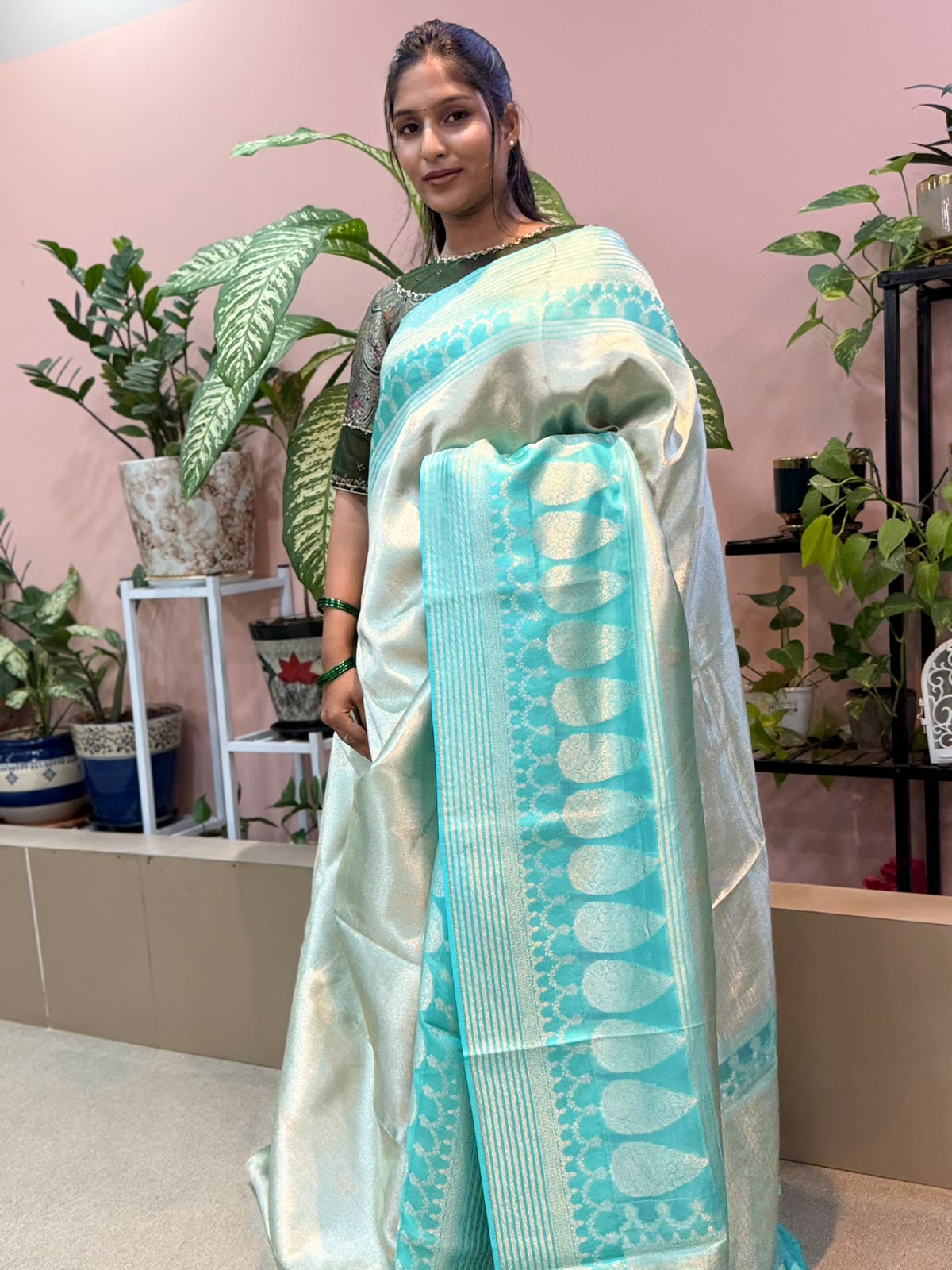BLUE TISSUE FANCY SAREE