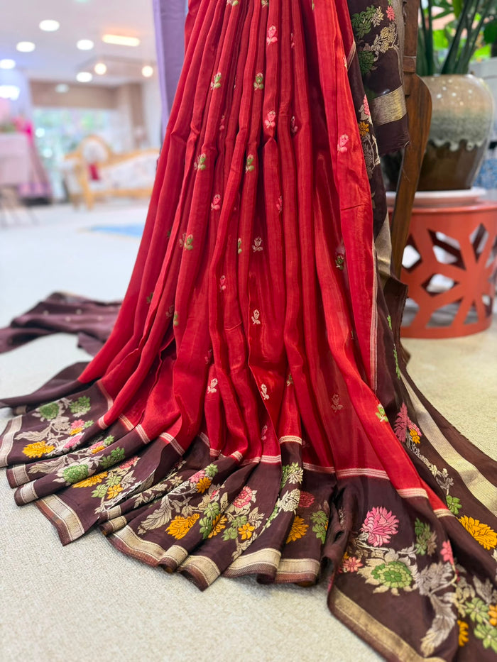 MEENAKARI FANCY CRAPE RUSTIC ORANGE
