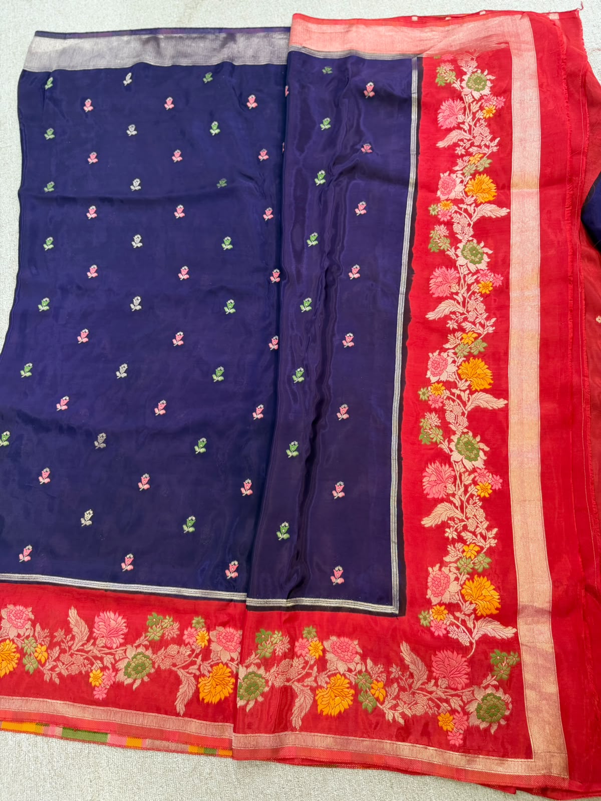 MEENAKARI FANCY CRAPE PURPLE  RED