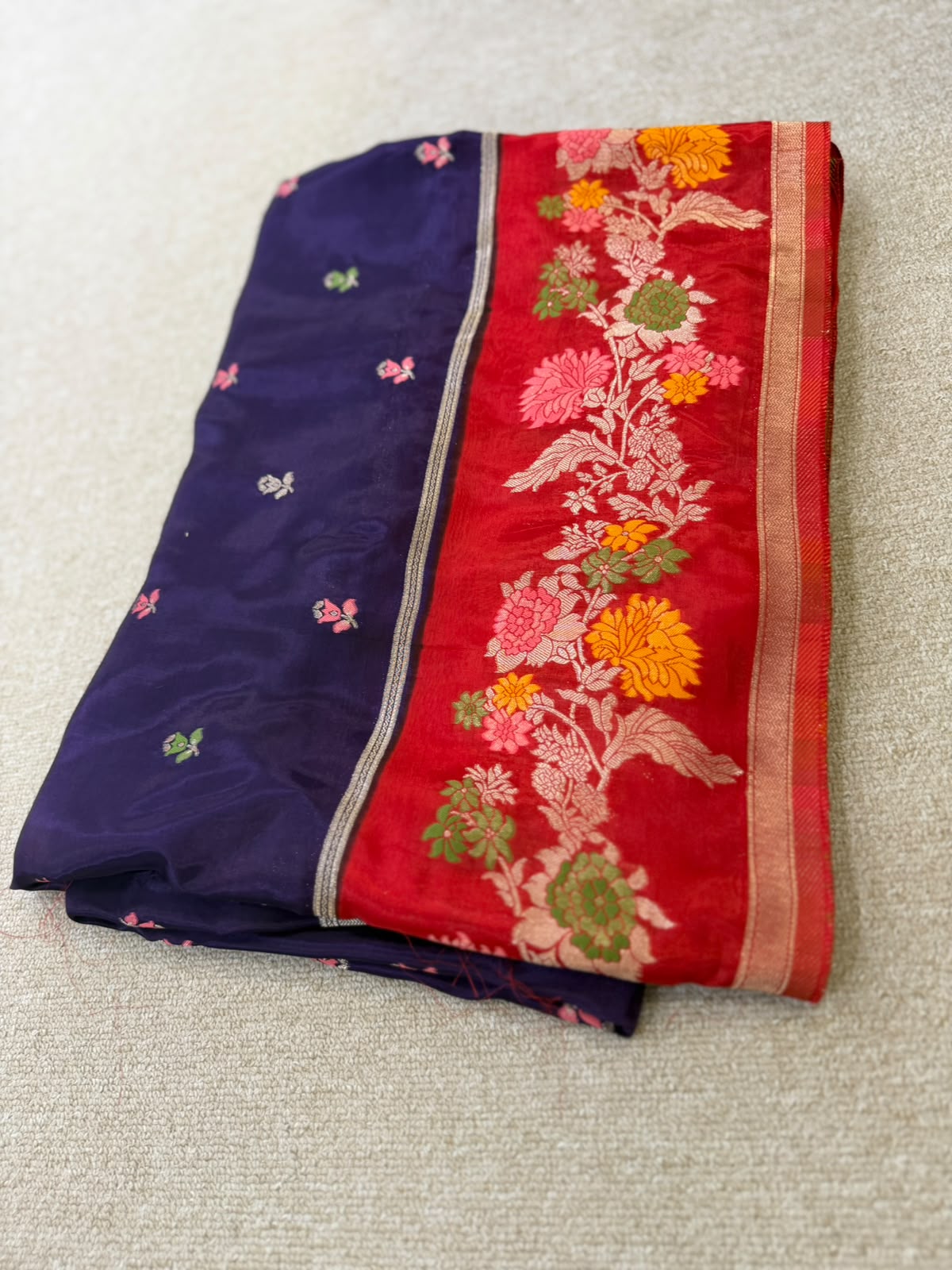 MEENAKARI FANCY CRAPE PURPLE  RED