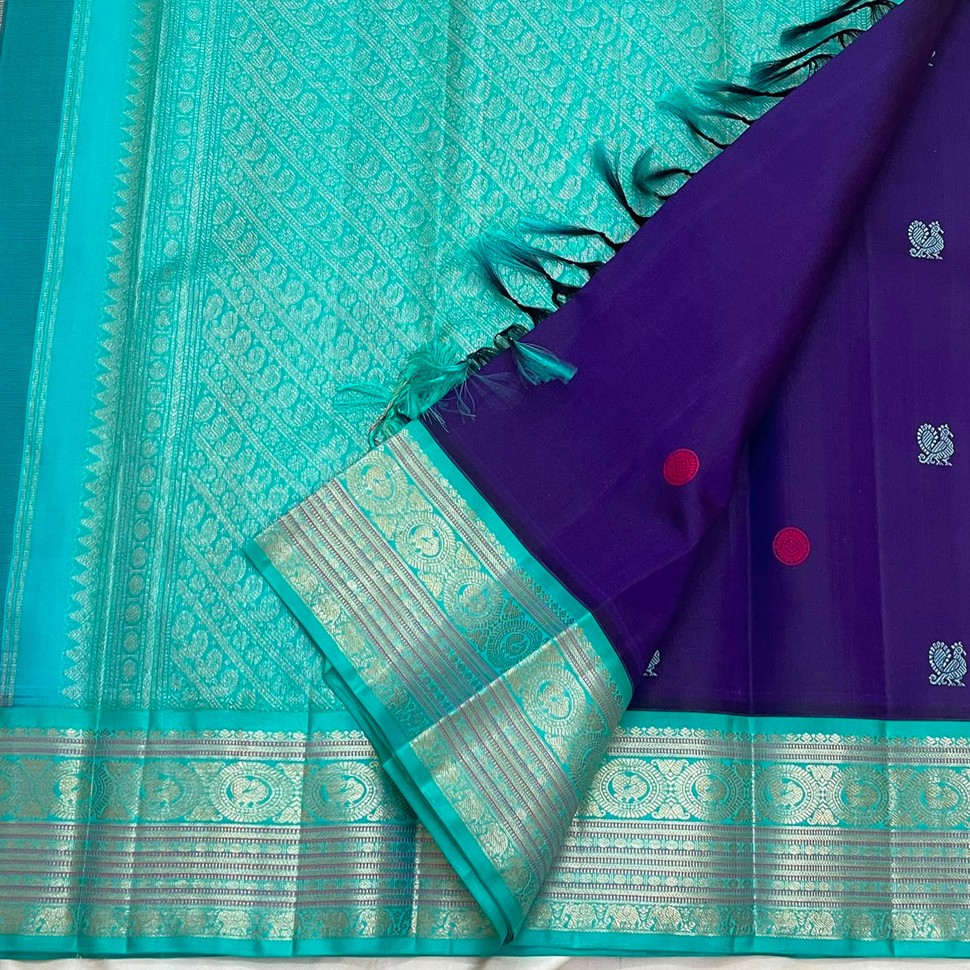 PURE VINTAGE KANCHEEPURAM SILK SAREE BLUE