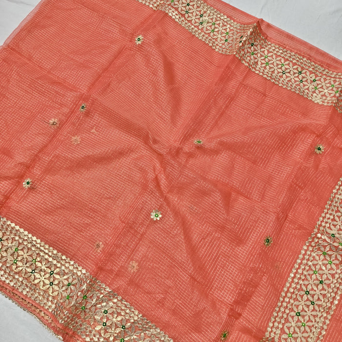 ORANGE GOTA BORDER KOTA SAREE