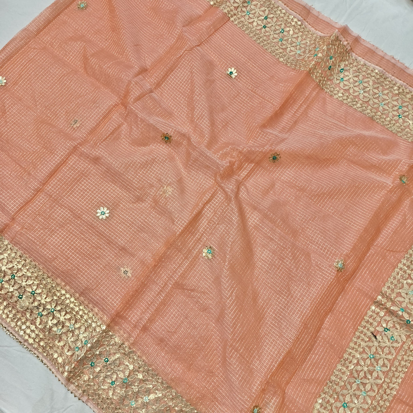 PEACH GOTA BORDER KOTA SAREE
