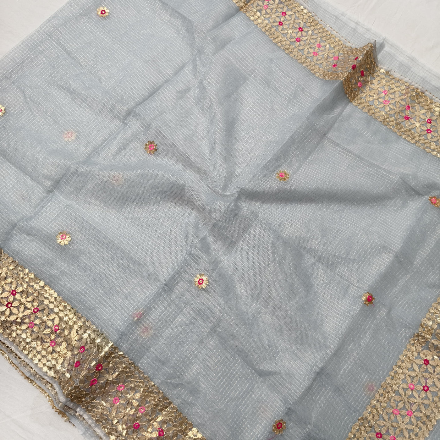 GREY GOTA BORDER KOTA SAREE