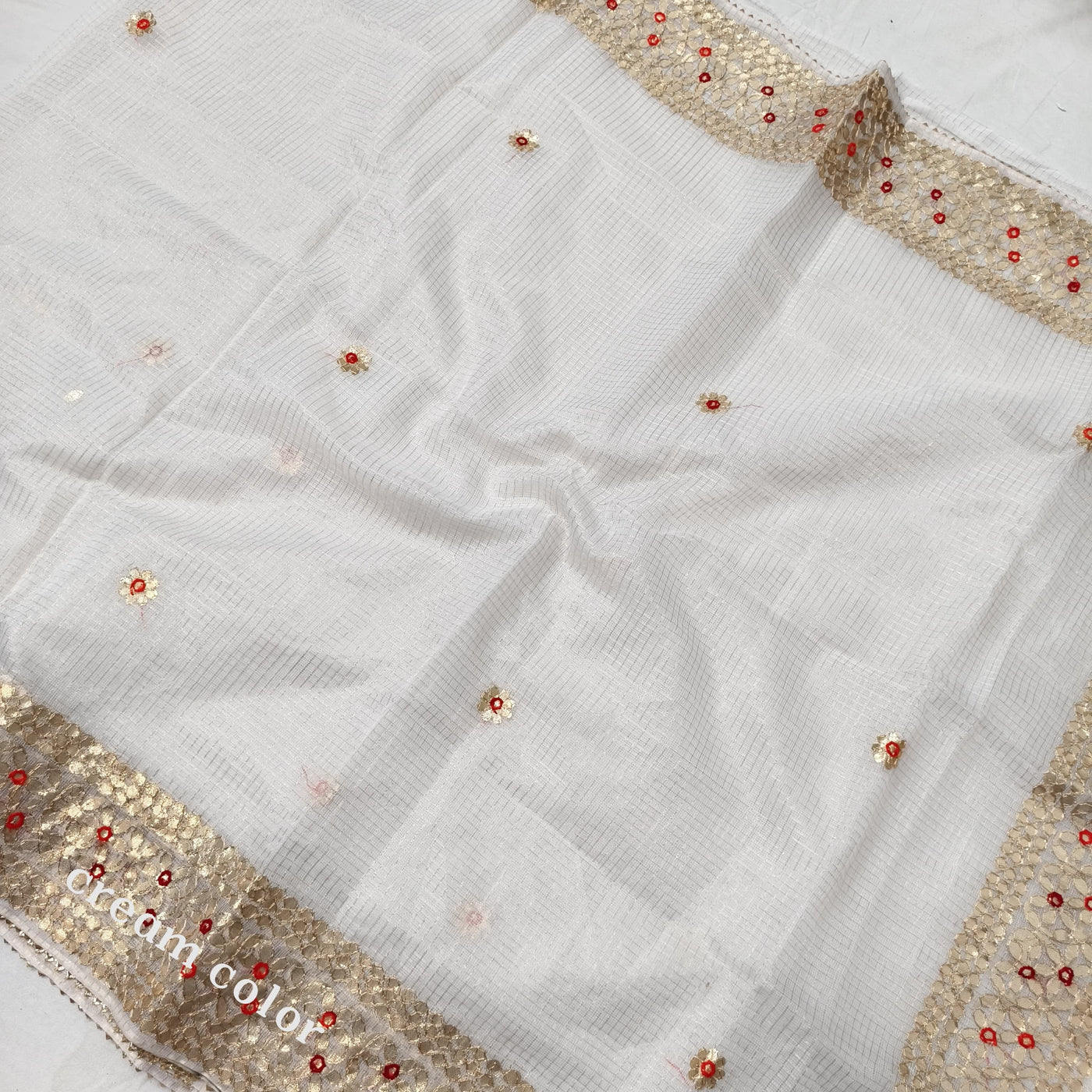 CREAM GOTA BORDER KOTA SAREE