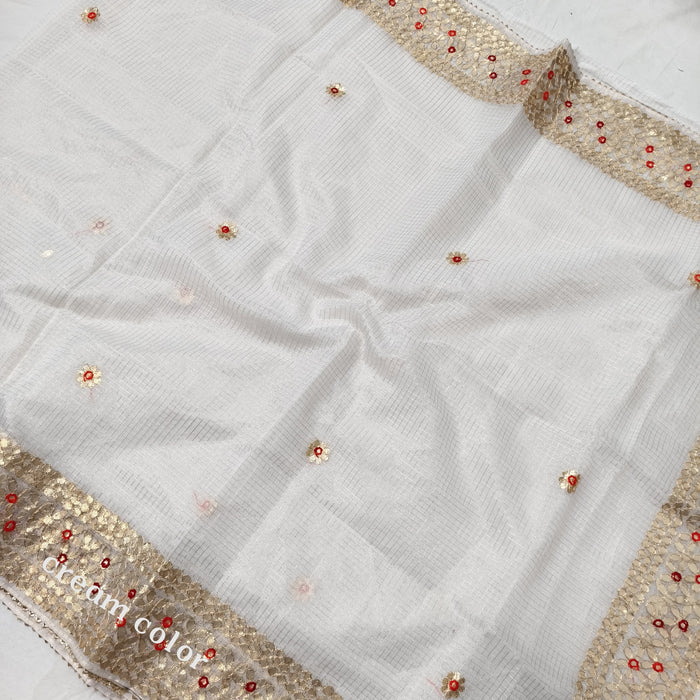 CREAM GOTA BORDER KOTA SAREE