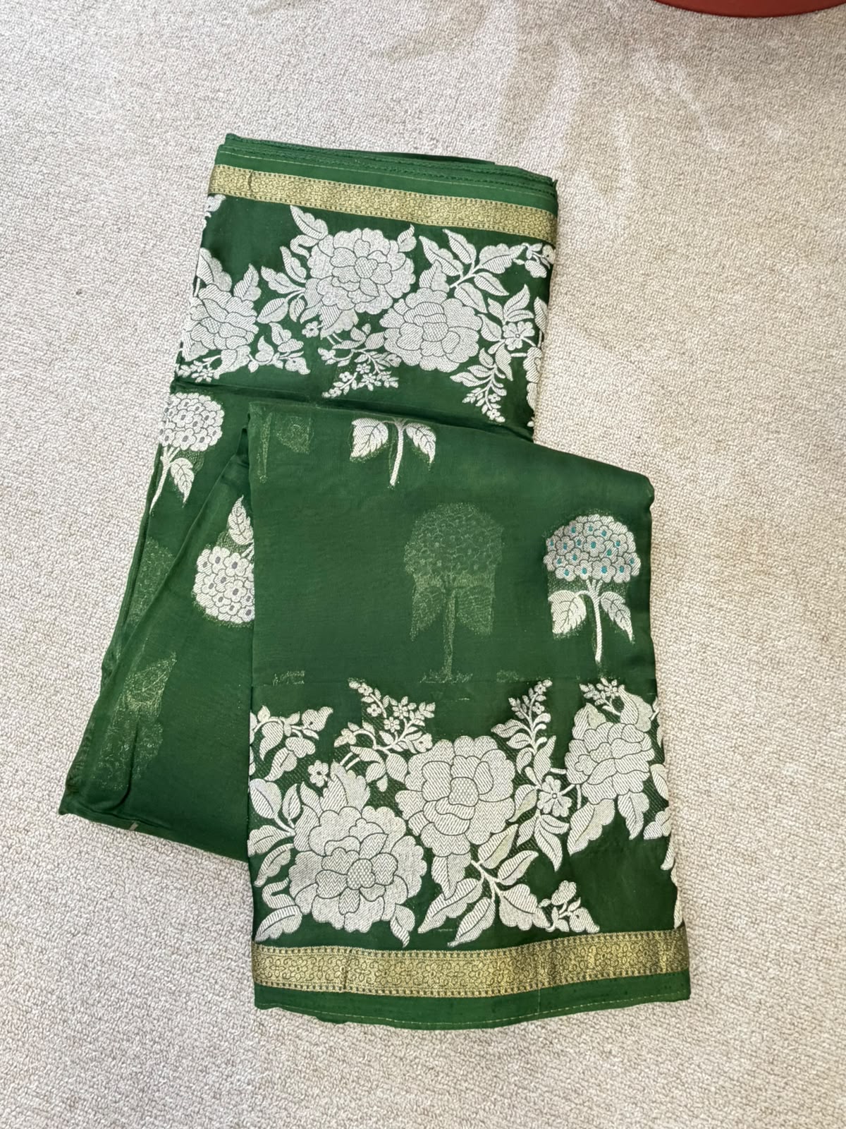 ORGANZA FLORAL GREEN BANARASI