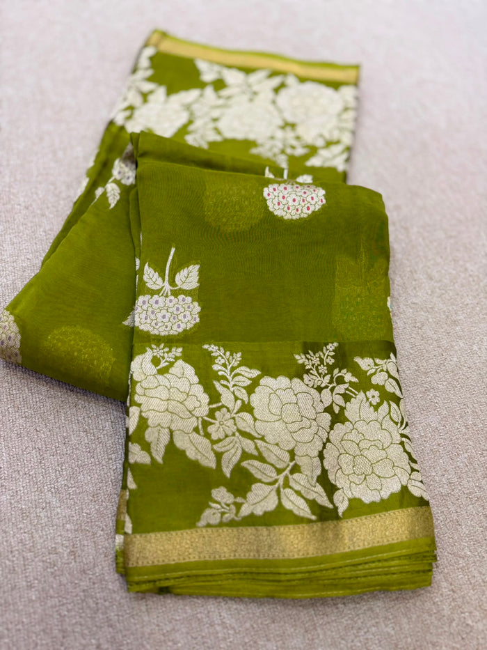 ORGANZA FLORAL MEHENDI BANARASI