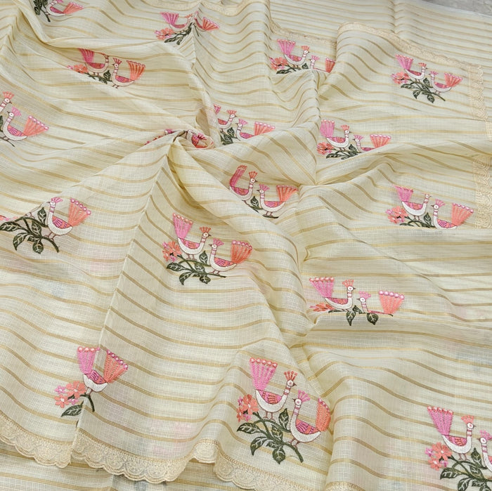 CREAM  KOTA SAREE