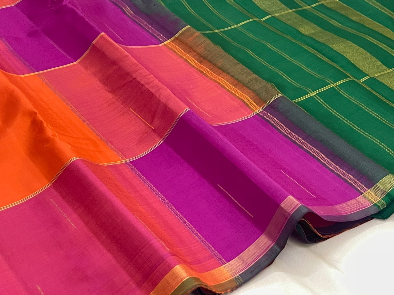 PINK GREEN CHECKS  IN KANCHI SAREE