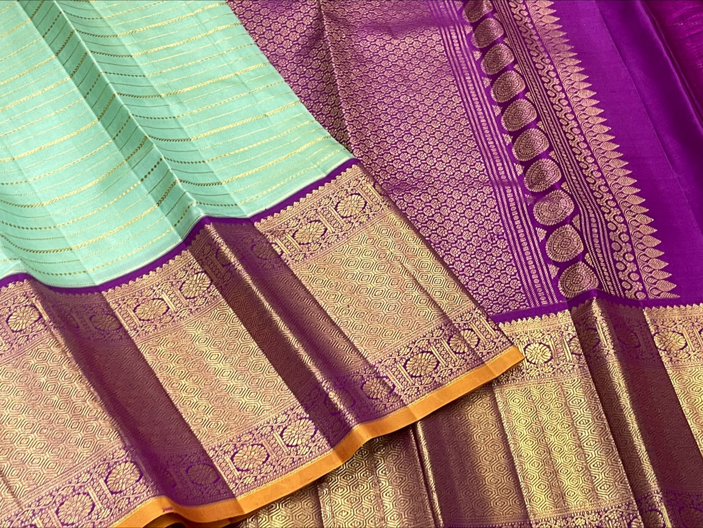 GREEN ZARI - PURPLE  IN KANCHI SAREE