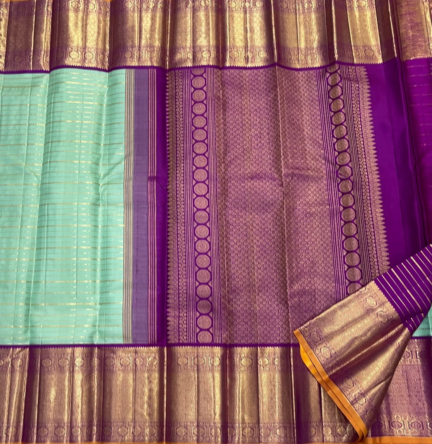 GREEN ZARI - PURPLE  IN KANCHI SAREE