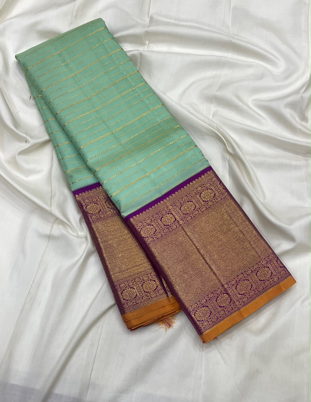GREEN ZARI - PURPLE  IN KANCHI SAREE
