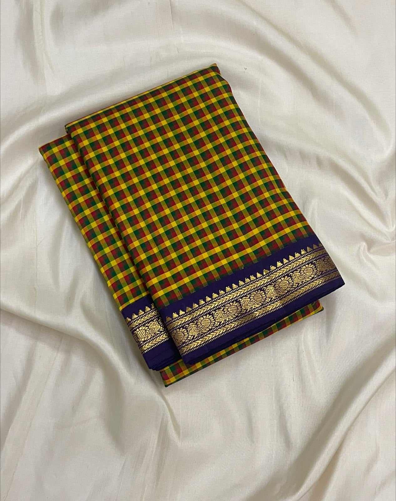 PURE VINTAGE KANCHEEPURAM SILK SAREE CHECKS