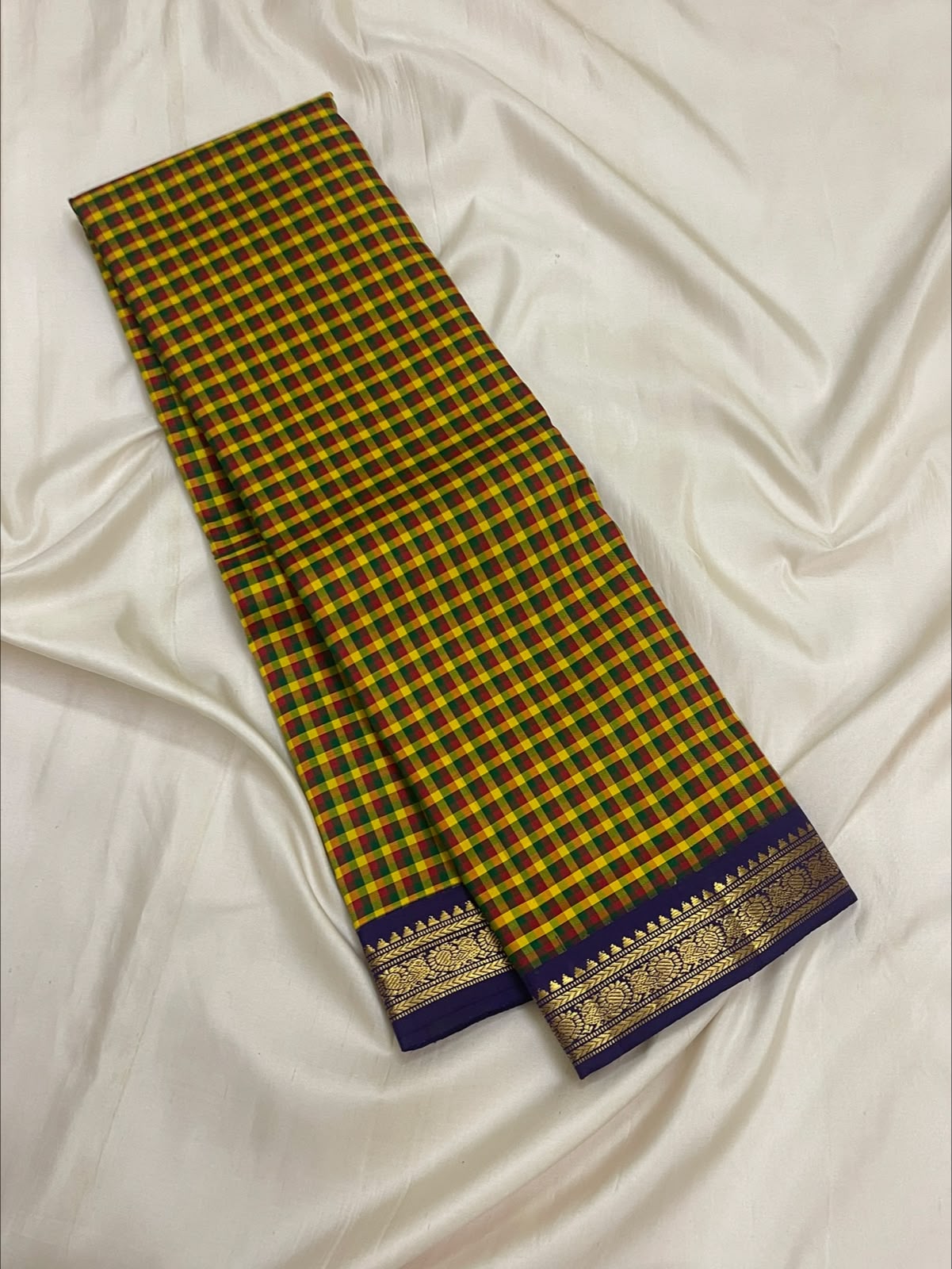 PURE VINTAGE KANCHEEPURAM SILK SAREE CHECKS