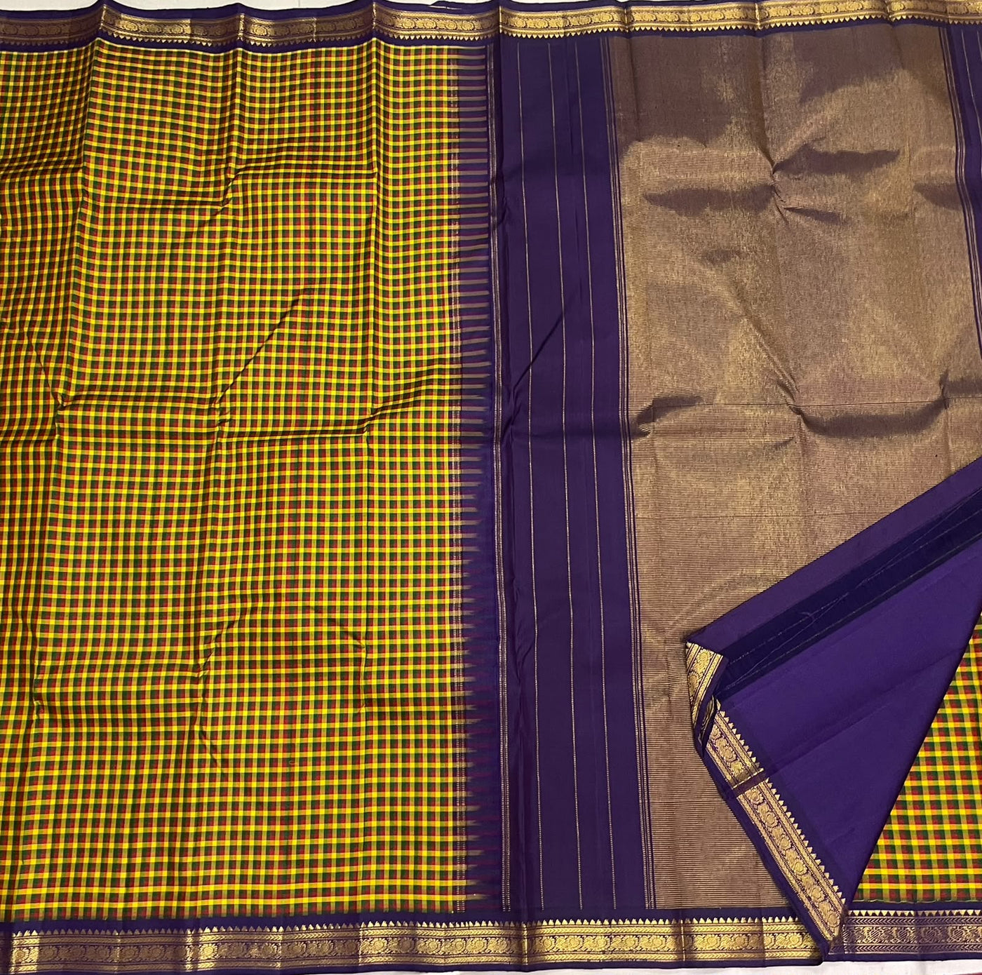 PURE VINTAGE KANCHEEPURAM SILK SAREE CHECKS