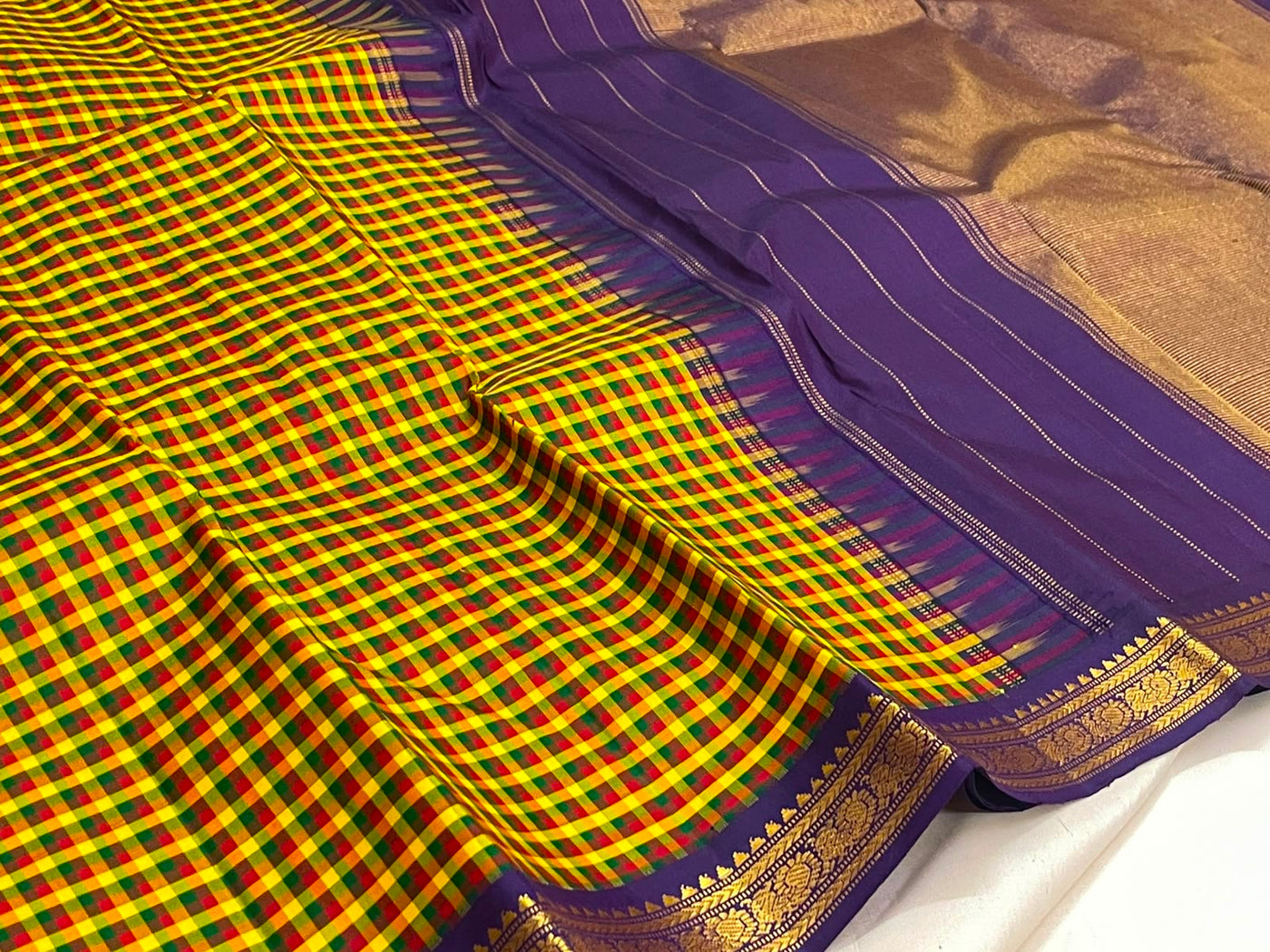 PURE VINTAGE KANCHEEPURAM SILK SAREE CHECKS