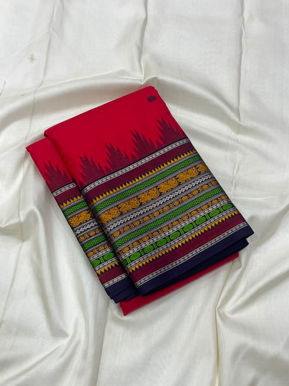PURE VINTAGE KANCHEEPURAM SILK SAREE CHECK RED BLUE