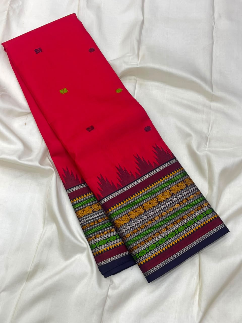 PURE VINTAGE KANCHEEPURAM SILK SAREE CHECK RED BLUE