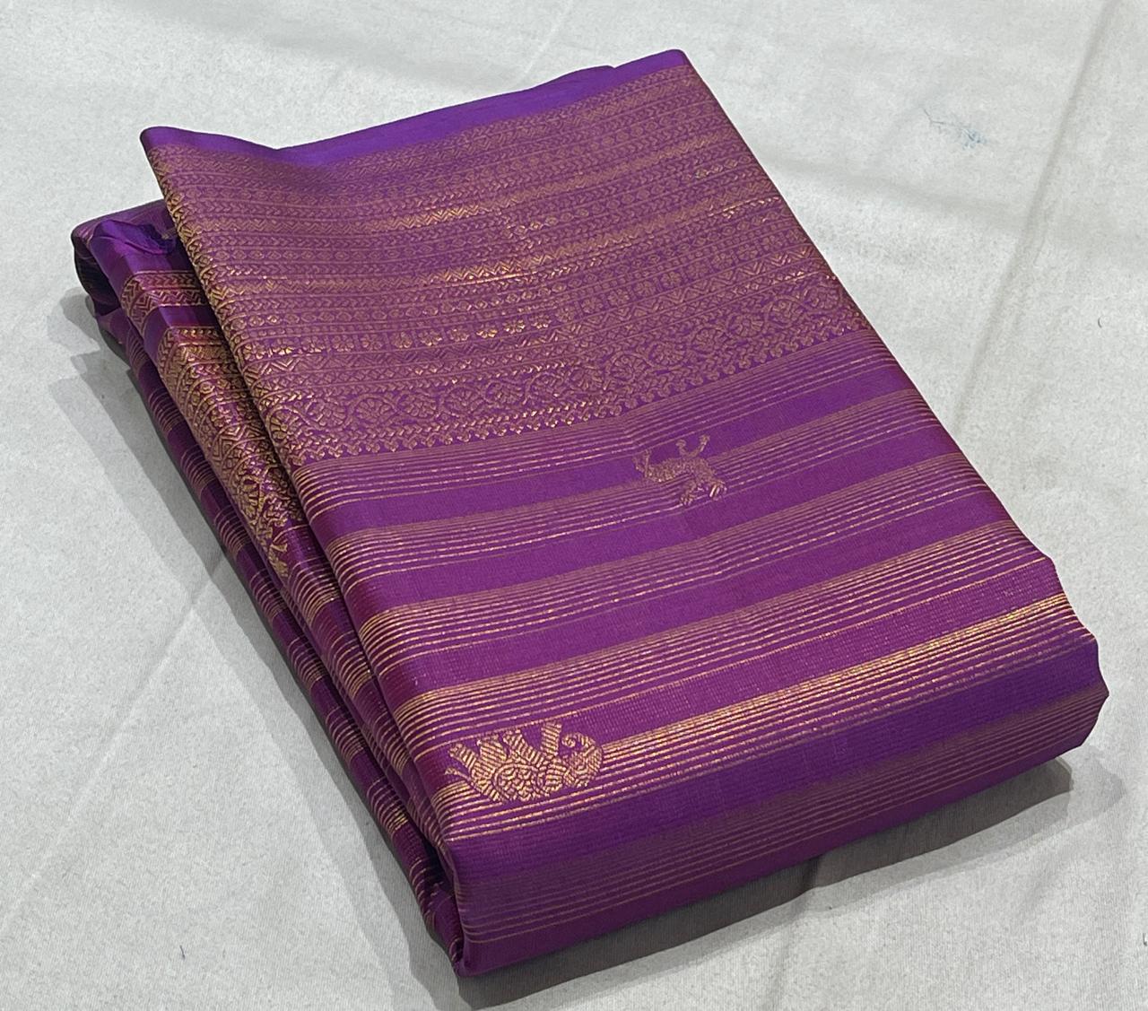 PURE KANCHEEPURAM SILK SAREE PINK ZARI  BORDER (Copy)