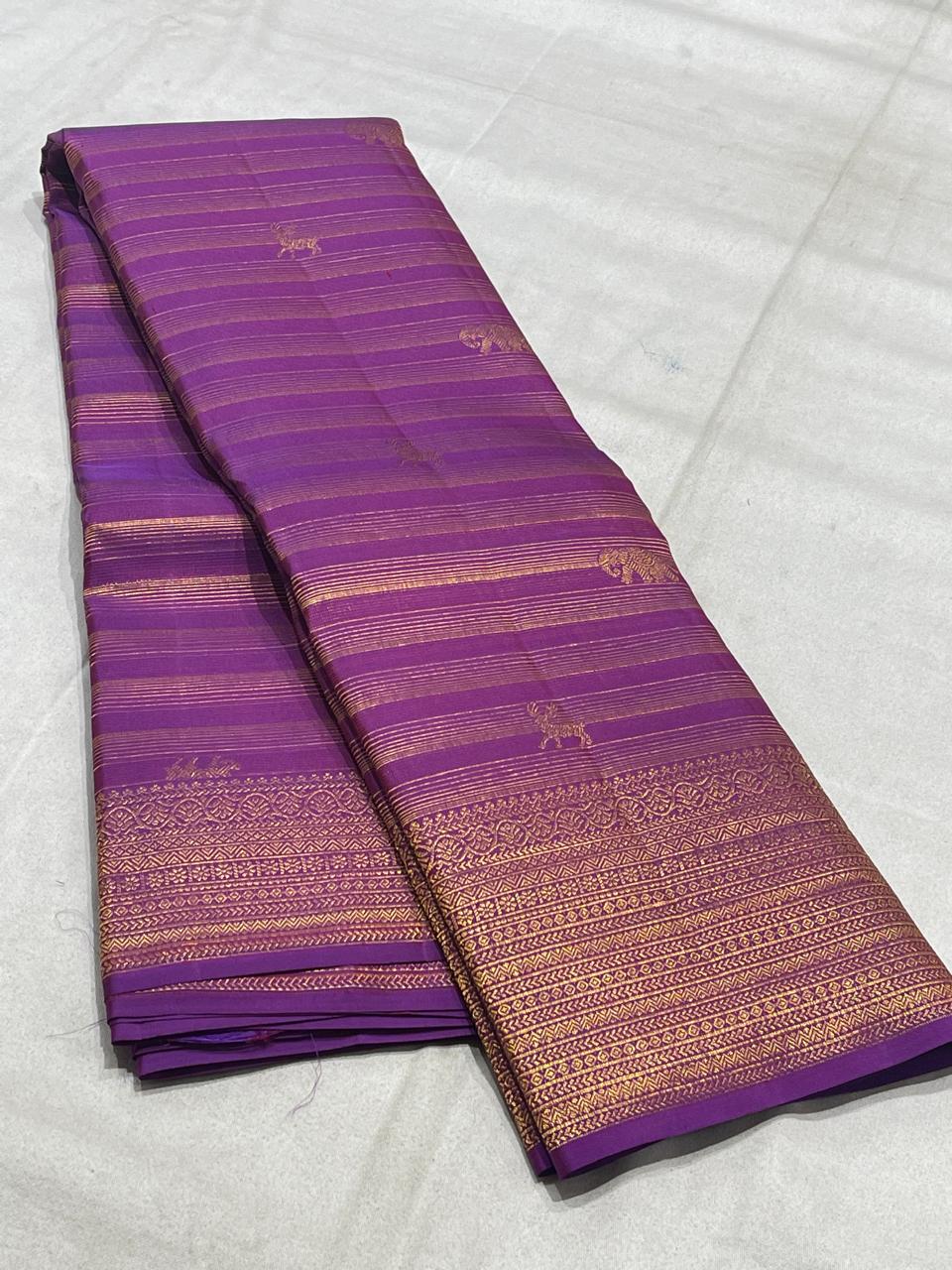 PURE KANCHEEPURAM SILK SAREE PINK ZARI  BORDER (Copy)