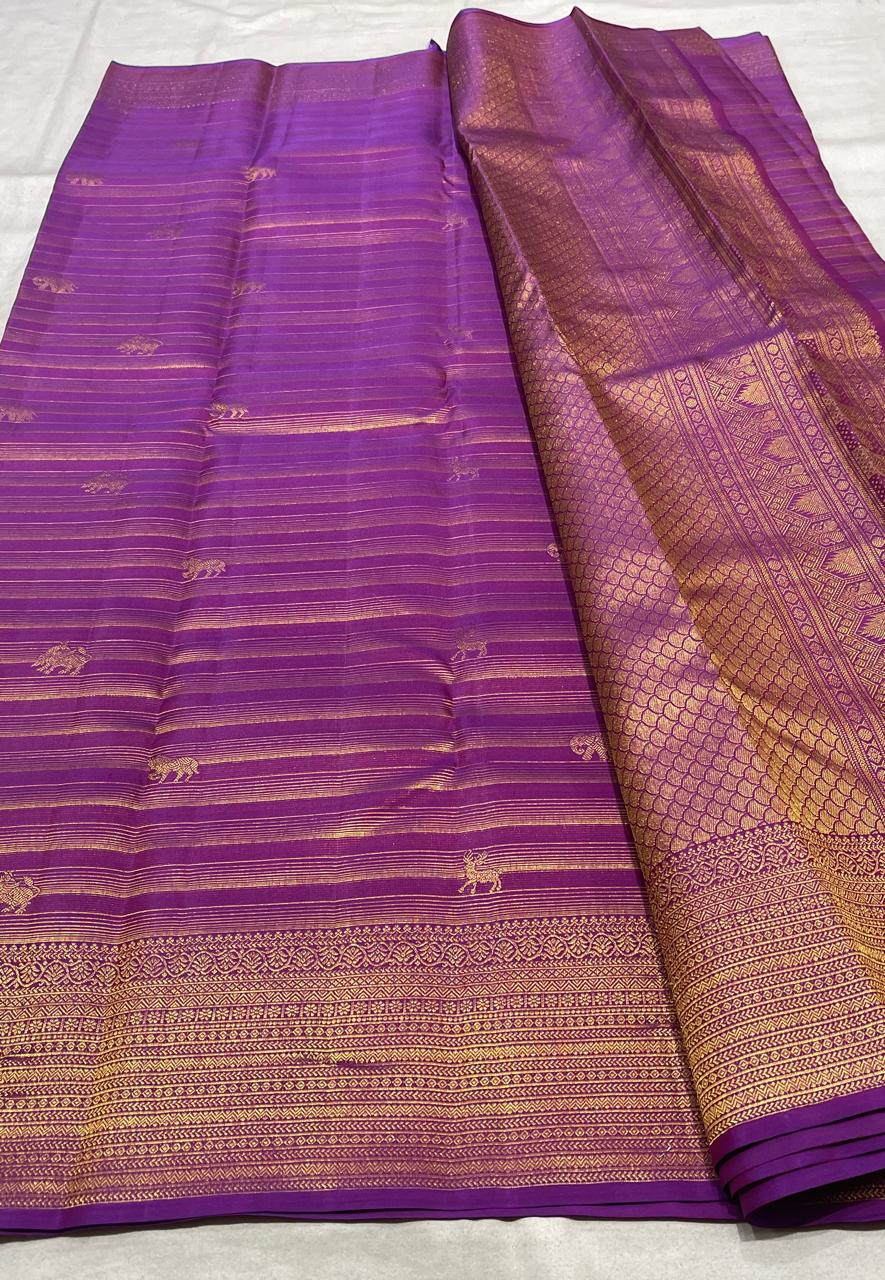 PURE KANCHEEPURAM SILK SAREE PINK ZARI  BORDER (Copy)
