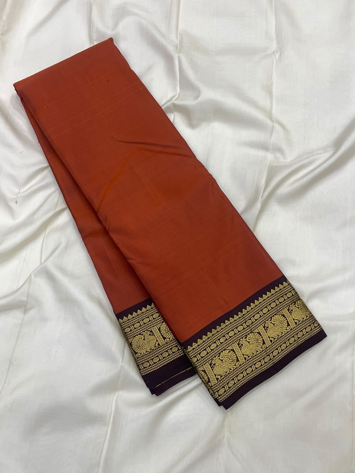 PURE VINTAGE KANCHEEPURAM SILK SAREE ORANGE