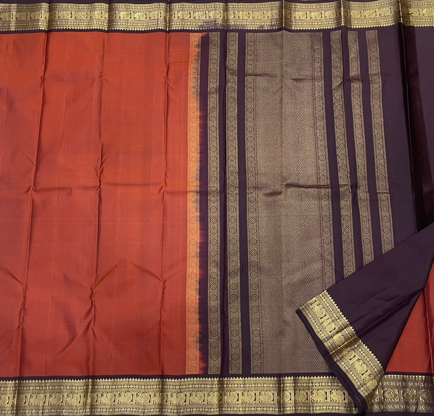 PURE VINTAGE KANCHEEPURAM SILK SAREE ORANGE