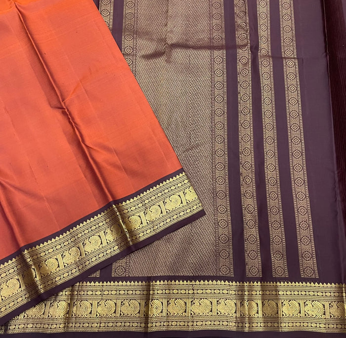 PURE VINTAGE KANCHEEPURAM SILK SAREE ORANGE