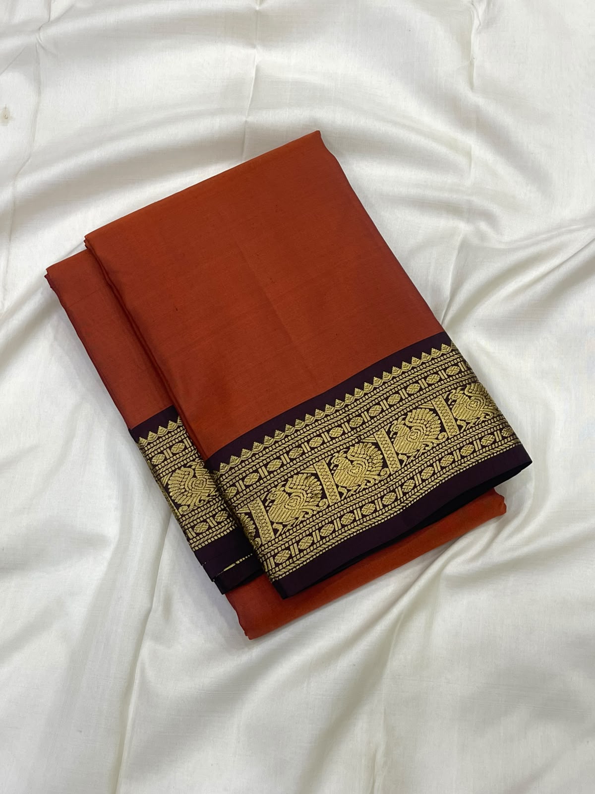 PURE VINTAGE KANCHEEPURAM SILK SAREE ORANGE