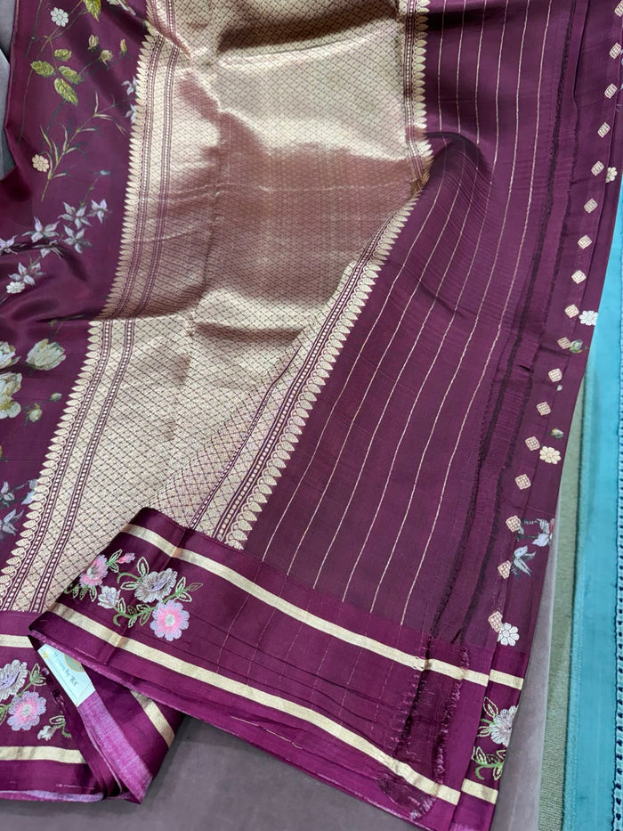 SOFT SILK PURPLE FLORAL SAREE