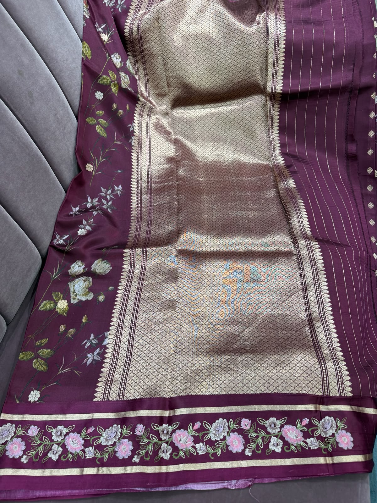 SOFT SILK PURPLE FLORAL SAREE