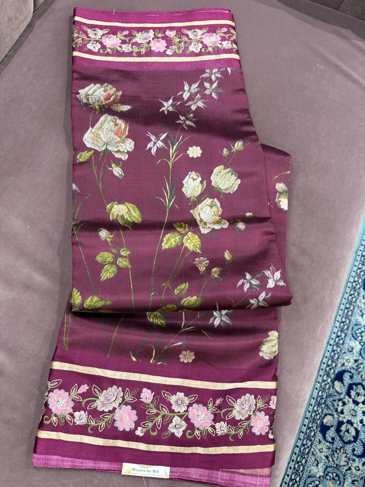 SOFT SILK PURPLE FLORAL SAREE