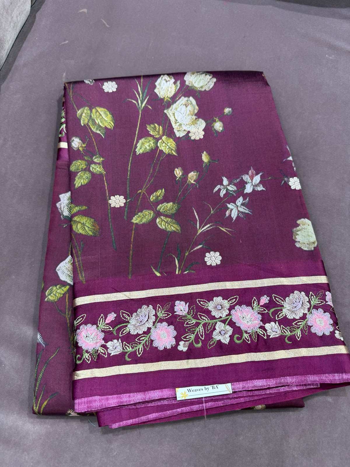 SOFT SILK PURPLE FLORAL SAREE