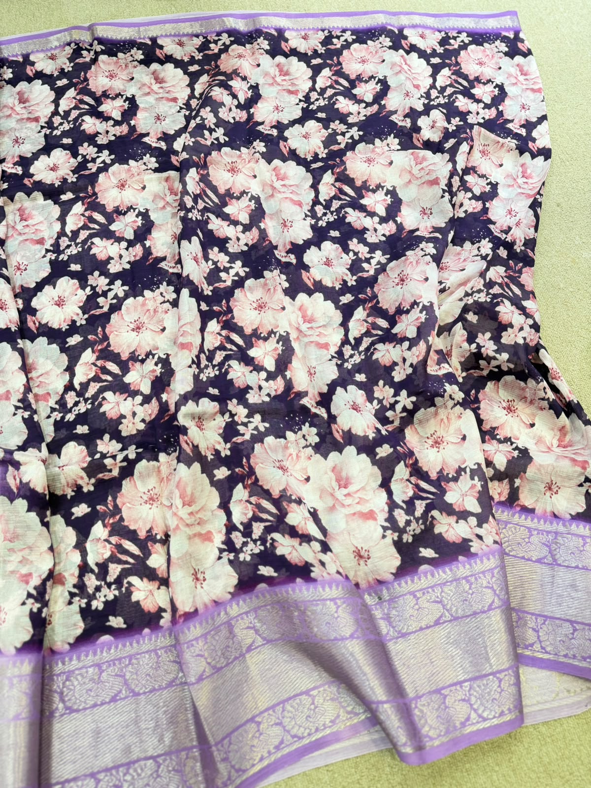 FLORAL MANGALAGIRI PRINTED PURPLE SAREE