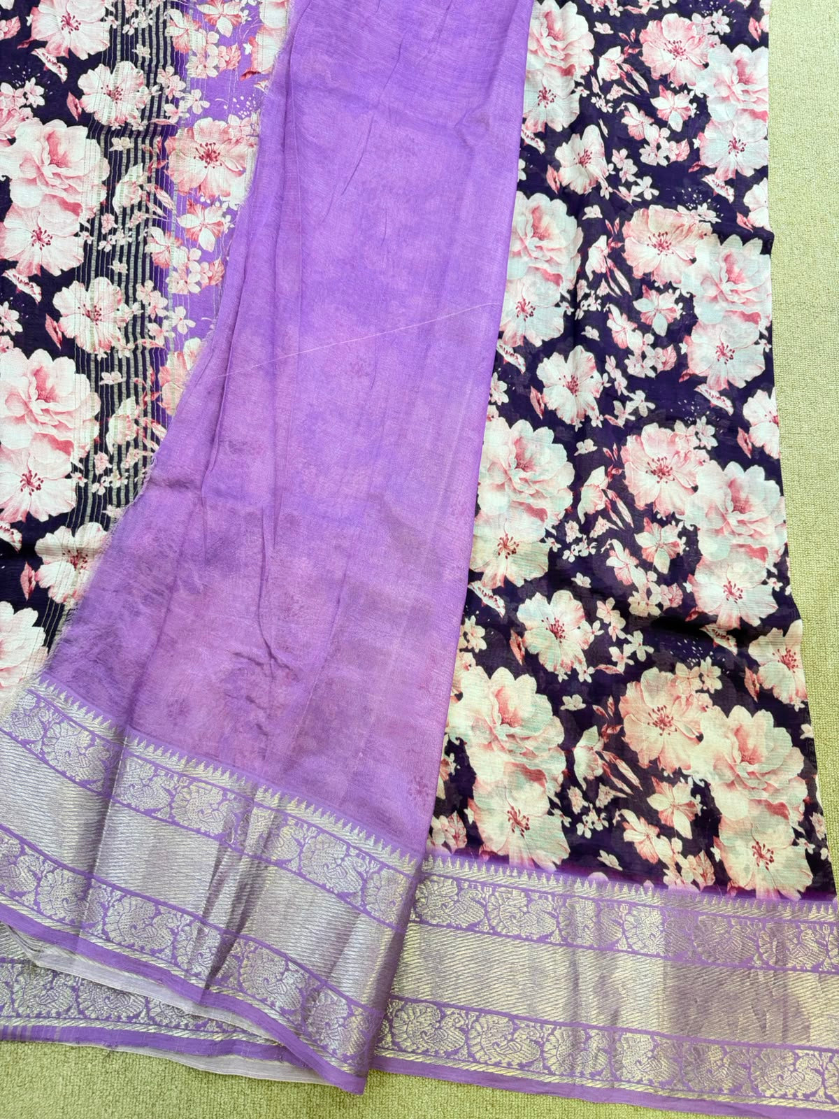 FLORAL MANGALAGIRI PRINTED PURPLE SAREE