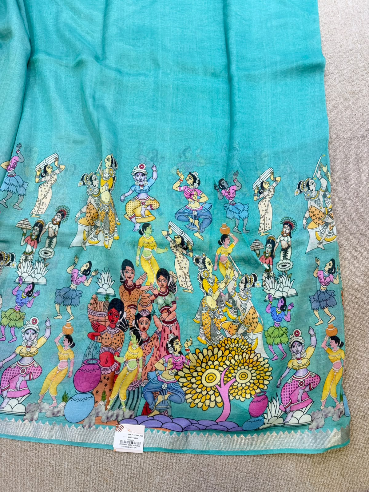 FLORAL MANGALAGIRI PRINTED BLUE  SAREE