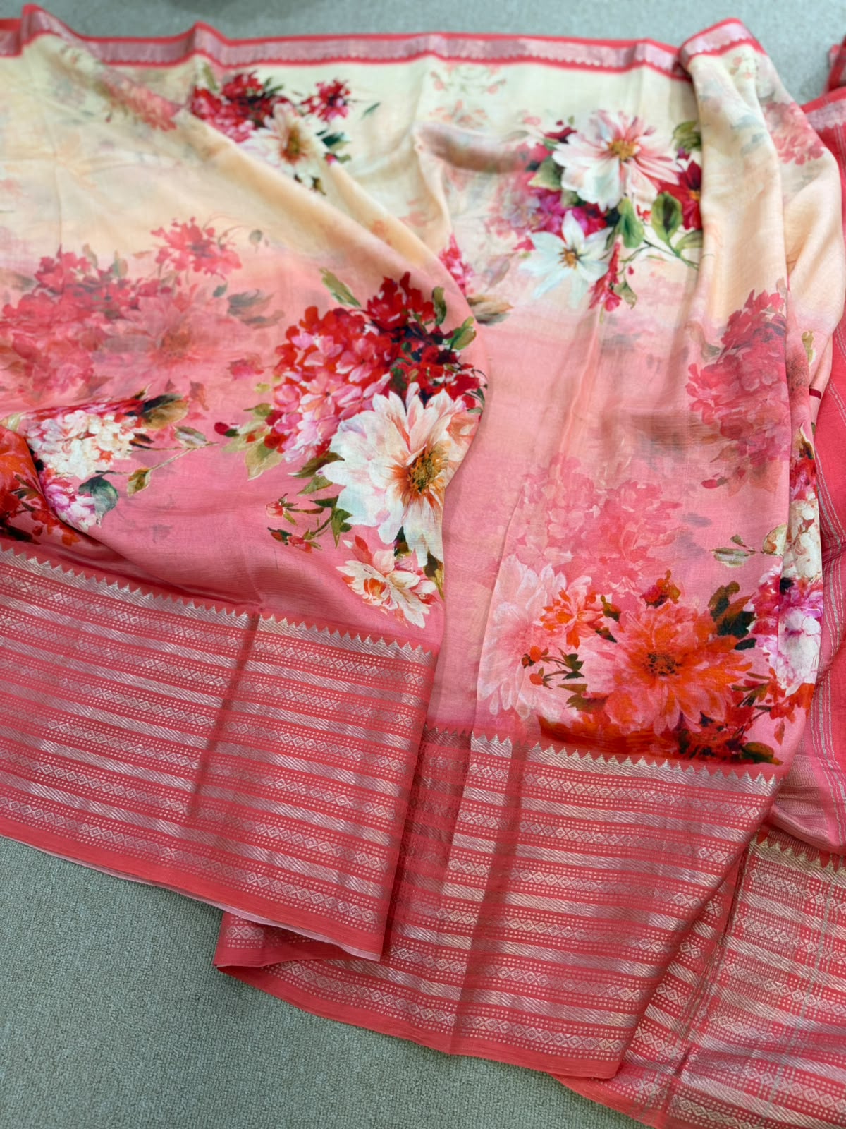 FLORAL MANGALAGIRI PRINTED PINK SAREE