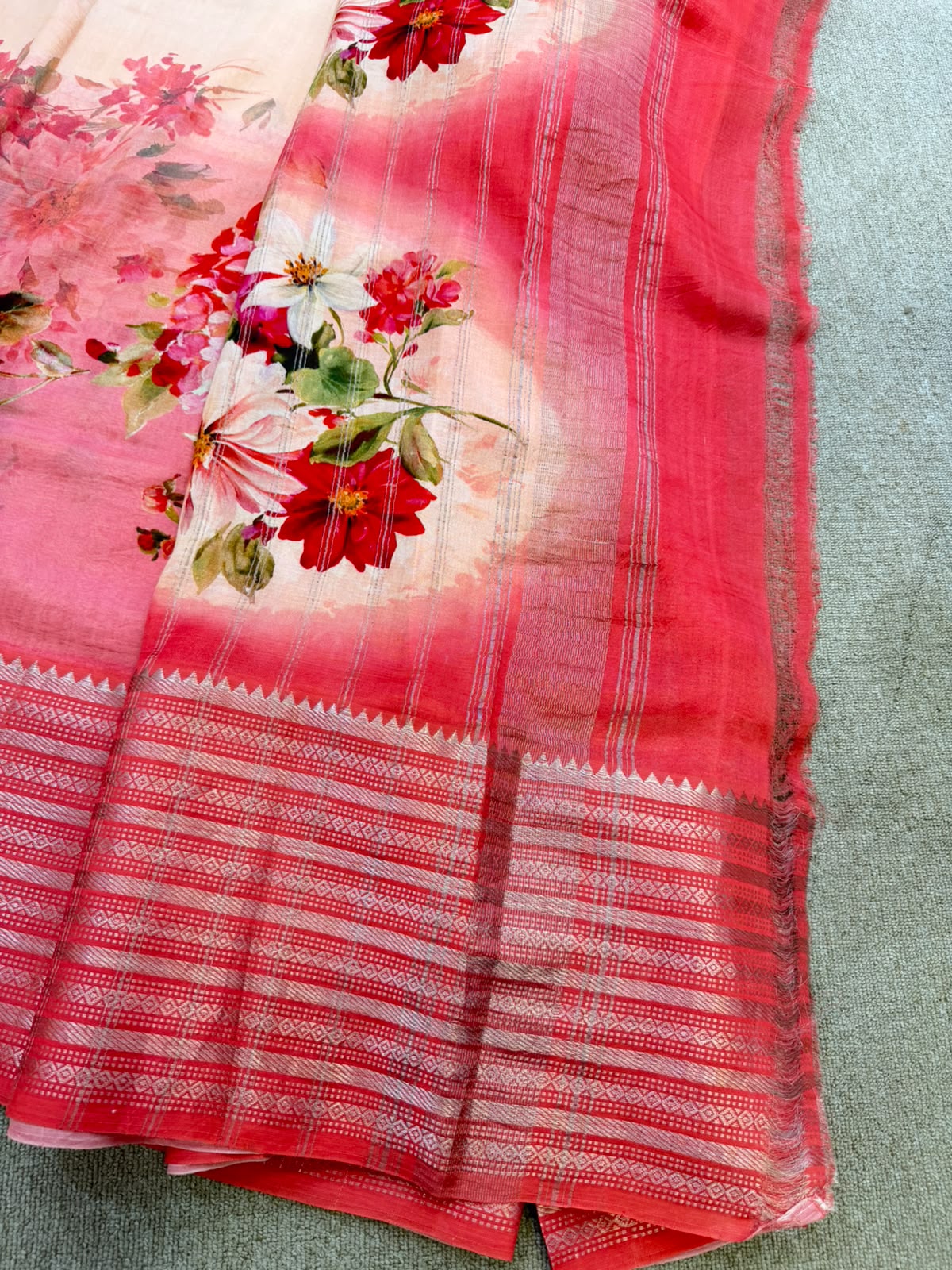 FLORAL MANGALAGIRI PRINTED PINK SAREE